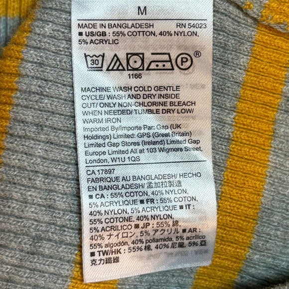 GAP Boatneck Ribbed Gray & Mustard Yellow Knit Sweater Sz M, NWOT - Picture 5 of 8